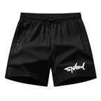 Hai-Grafik Herren Badeshorts Sommer Lässige Strandshorts mit Netzfutter Reißverschlusstaschen Schnell trocknende Badehose