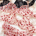 Neues Dessous-Tangas-Set, sexy, ultradünner transparenter BH, Damen-Bügel-Push-up-BH-Set, sommerliche, romantische Pfirsichherz-Unterwäsche