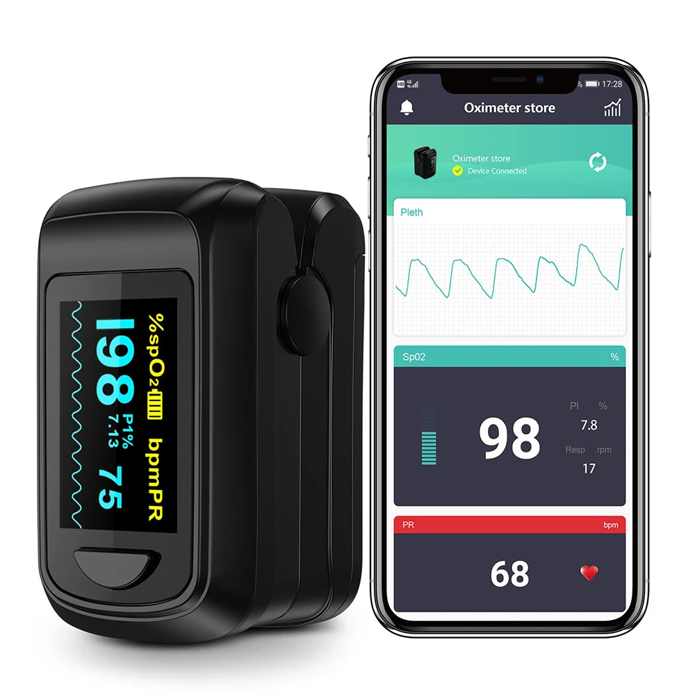 【Lokalversand】HealthTree Fingerpulsoximeter Blutsauerstoffsättigung SpO2 PI Oximeter Pulsoximeter Bluetooth APP-Steuerung