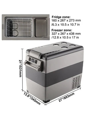 VEVOR Car Refrigerator Portable Compressor Cooler 35-55L Mini Fridge Freezer 12/24V DC 110-240V Ice Box for Camping Picnic Frige