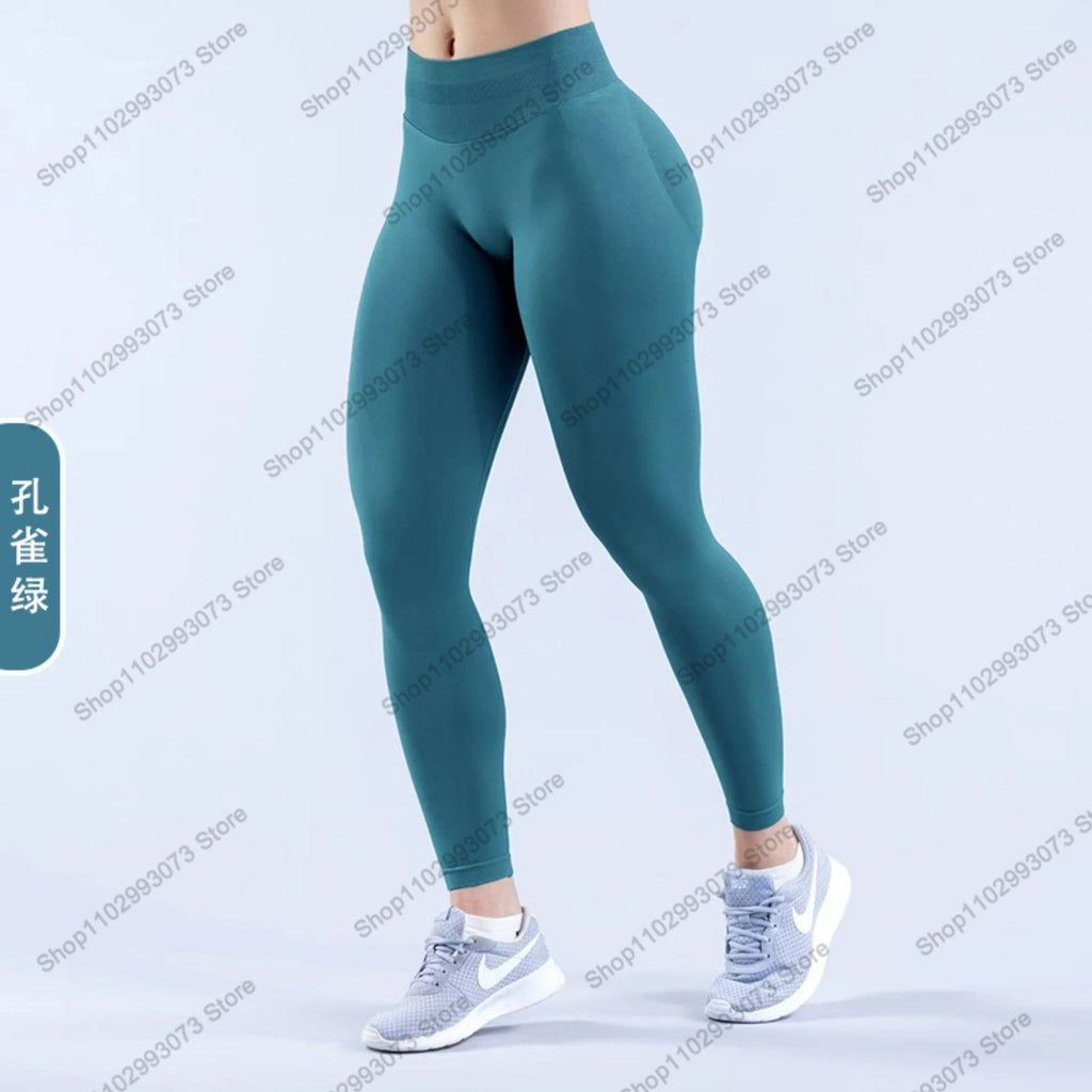 Damen High Waist Nahtlose Yoga Leggings Bauchkontrolle Po-Lifting Workout Hose Weiche Athletic Leggings für Fitnessstudio Fitness Laufen