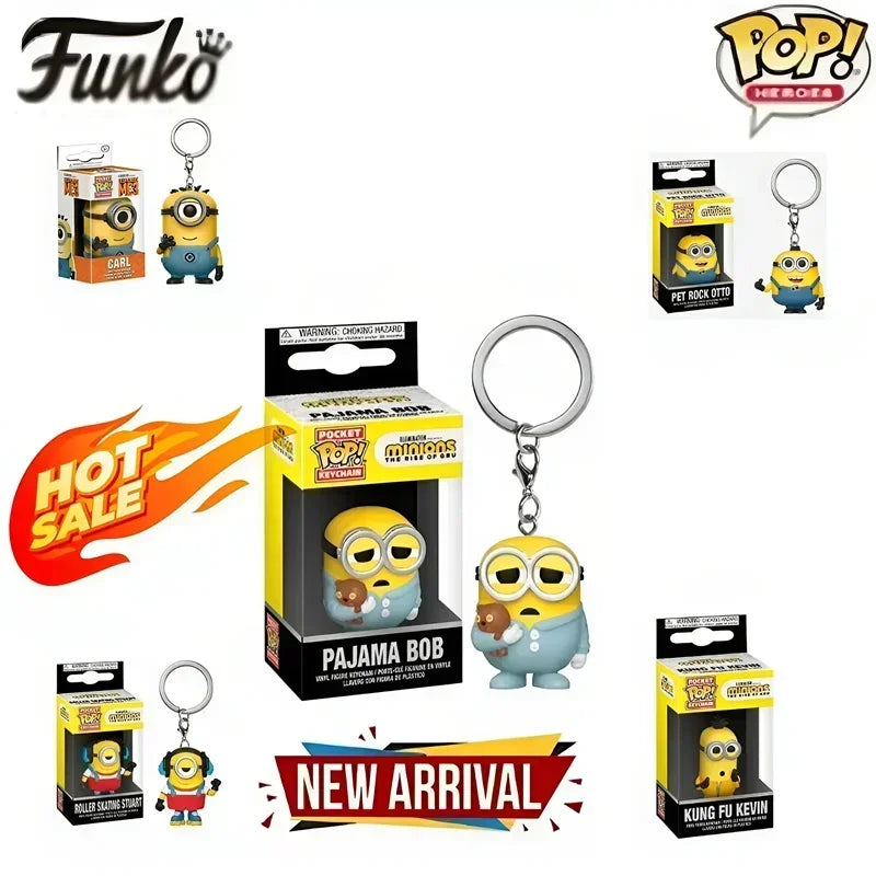 Funko Pop Neu Ich Einfach Unverbesserlich Minions OTTO STUART KEVIN CARL Pyjama Bob Agnes Taschenschlüsselanhänger Kinderspielzeug