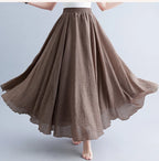 Neue 2020 Damen Leinen Baumwolle Lange Röcke Elastische Taille Plissierte Maxi Röcke Strand Boho Vintage Sommer Röcke Faldas Saia