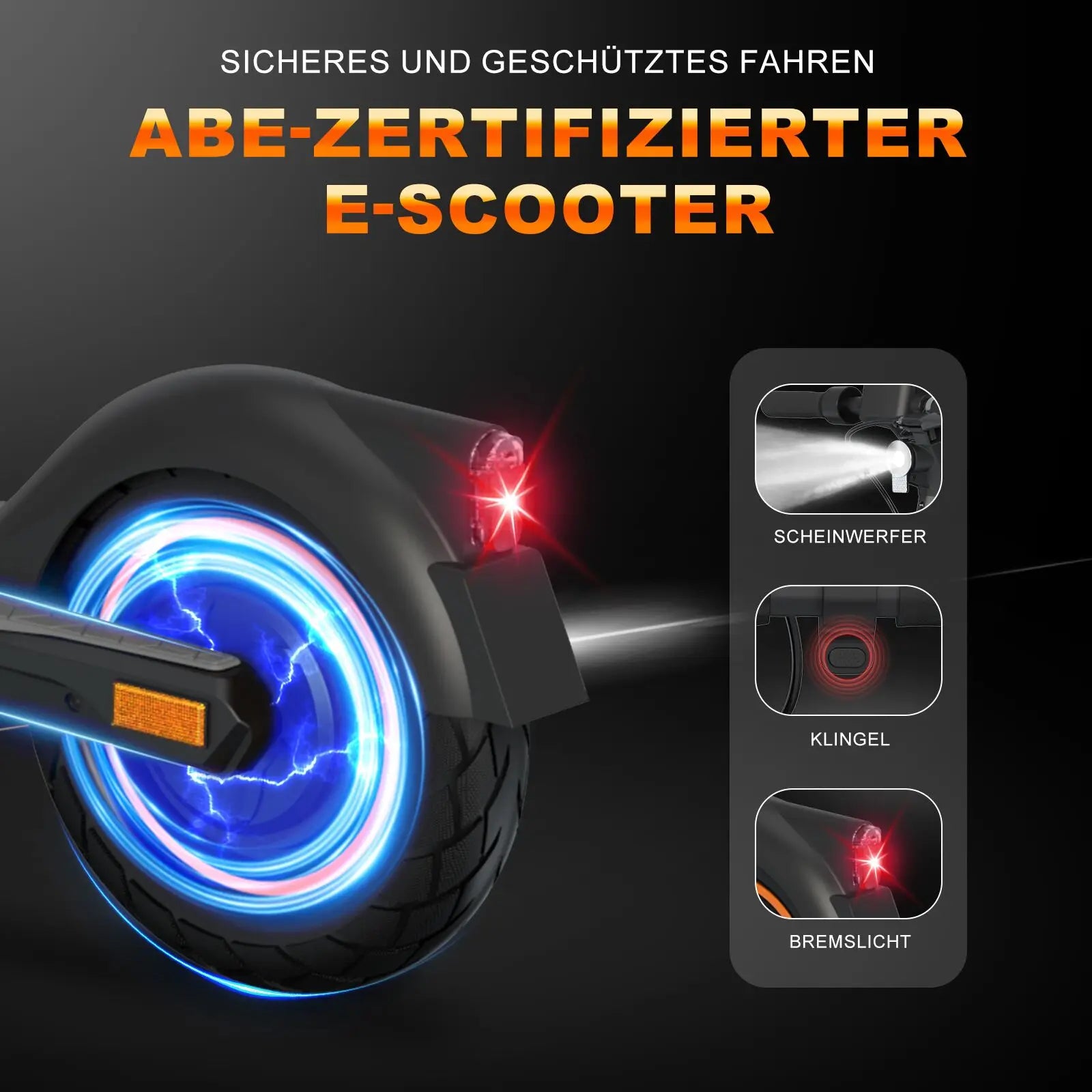 RCB EV10Z Elektroroller mit ABE Straßenzulassung 350W Motor 36V11.4Ah Akku 35-40km Reichweite 10 Zoll Rad Klappbar 120KG Max. Belastung für Pendler in der Stadt