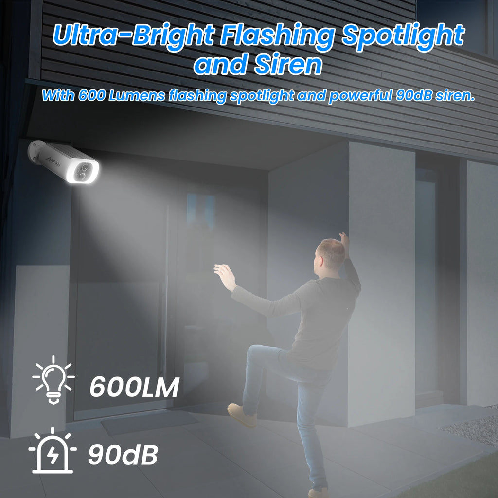 ANRAN 2K Solar-Überwachungskamera 3/5MP Outdoor Funk 2.4G WIFI Kamera Akku-Cam Flutlicht Farbe Nachtsicht NVR kann nicht hinzugefügt werden