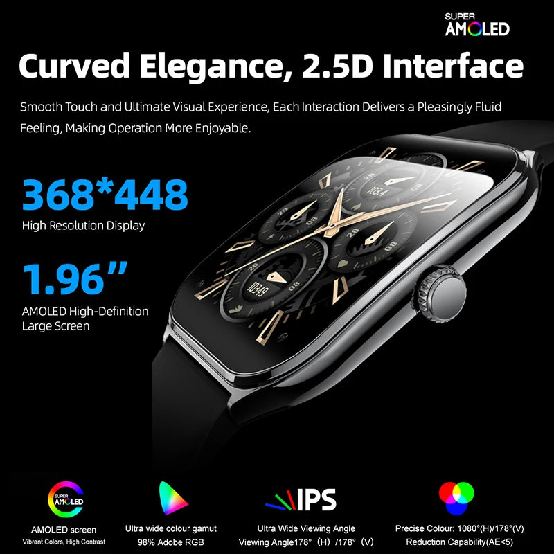 New For OPPO Ultra Thin Smart Watch Men AMOLED HD Screen Always Show Time Heart Rate Bluetooth Call Sports Waterproof Smartwatch