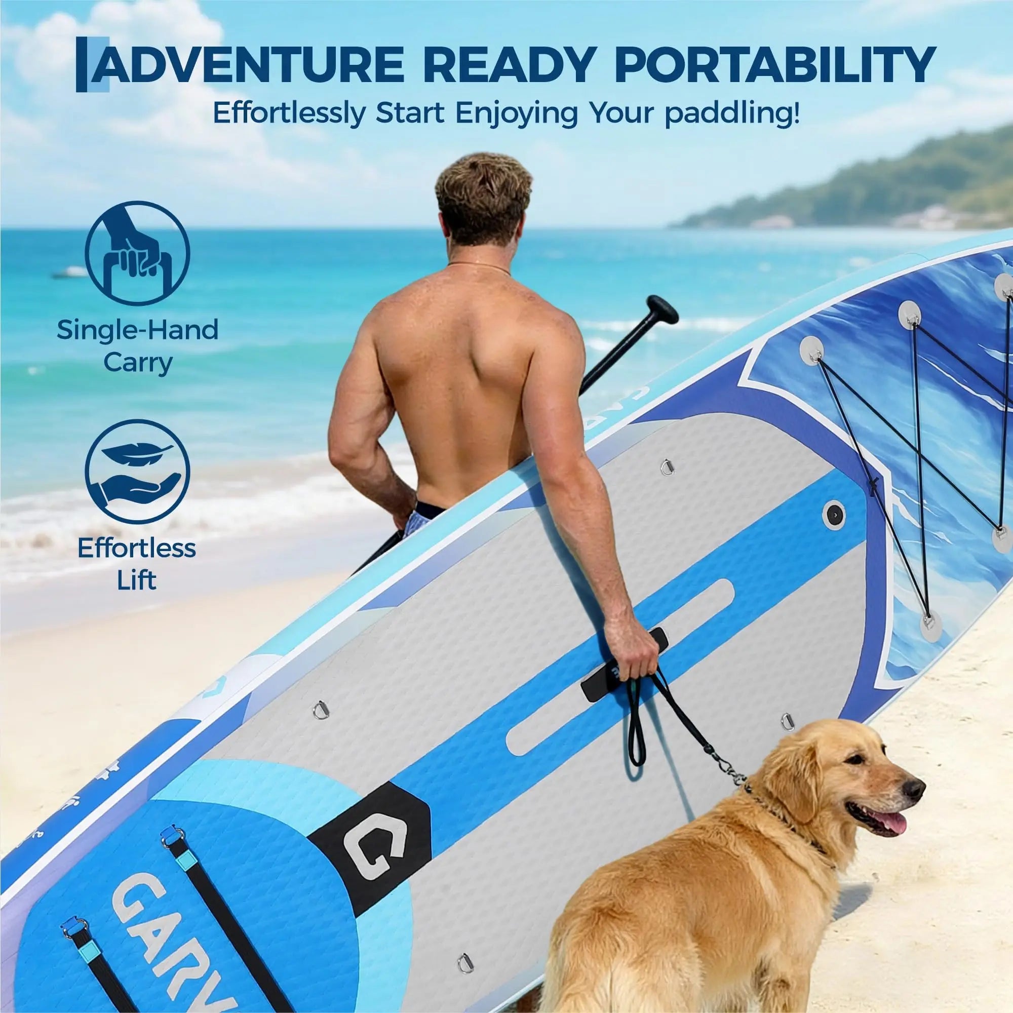 Aufblasbares Stand-Up Paddleboard Komplettset mit verstellbarem Paddel/Handpumpe für Wassersport und Surfen im Freien