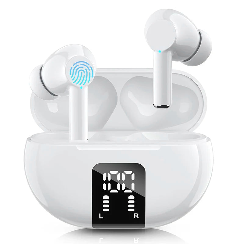 Kabellose Bluetooth 5.3 Kopfhörer 60 Std. Wiedergabezeit LED-Leistungsanzeige Ohrhörer Mikrofon Geräuschunterdrückung Stereo Sound Earphones