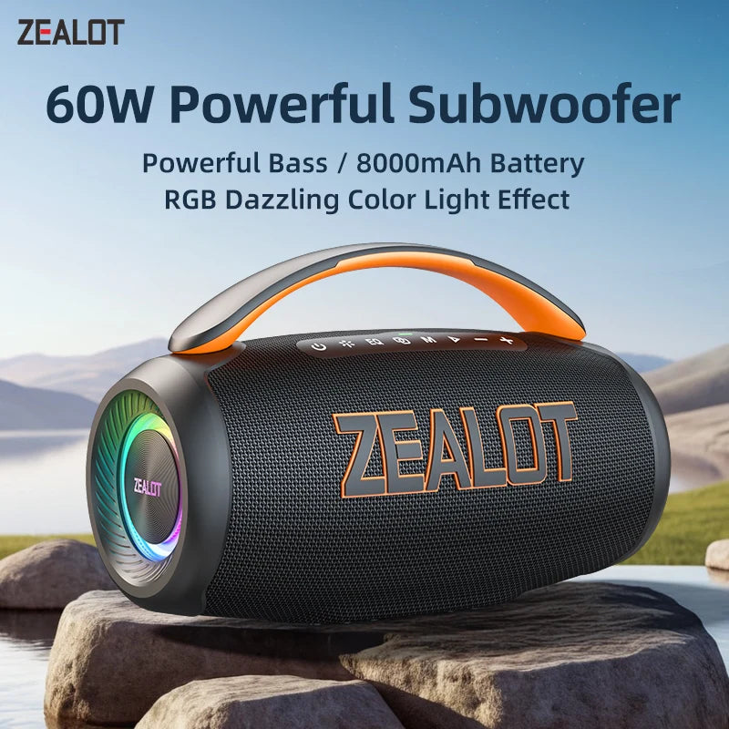 zealot-P12 Lautsprecher 60W Bluetooth-Lautsprecher Tragbarer Lautsprecher mit 10 Stunden Spielzeit, Tragegriff, für Camping, Party, TWS, AUX Hauptbild
