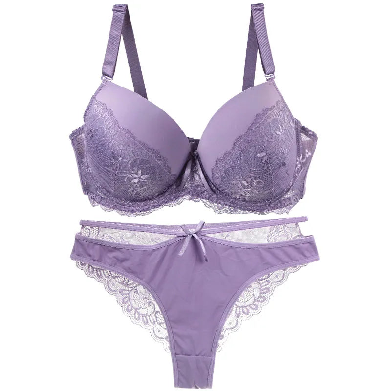 DaiNaFang Sexy BH-Set Grün Schwarz Beige Rot Weiß Lila Spitze Schleife Blumen Unterwäsche für Damen Übergröße Dessous