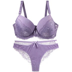 DaiNaFang Sexy BH-Set Grün Schwarz Beige Rot Weiß Lila Spitze Schleife Blumen Unterwäsche für Damen Übergröße Dessous