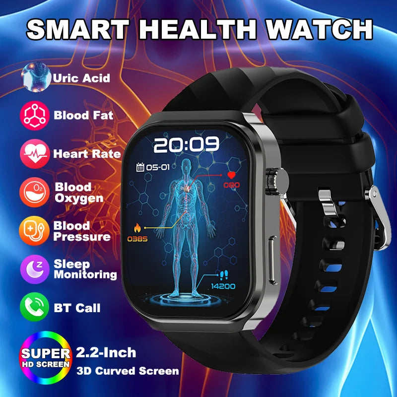 LIGE 2026 New AI Healthy Diagnose Smart Watch Blood Lipid Uric Acid Bluetooth Call Blood Pressure Health Smartwatch Men Women Main image