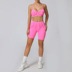 Nahtlose Yoga-Sets Sport-Fitness Hochbund-Hüfthebe-Formhose Rückenfreier BH-Anzug Workout-Gym-Leggings-Sets für Damen