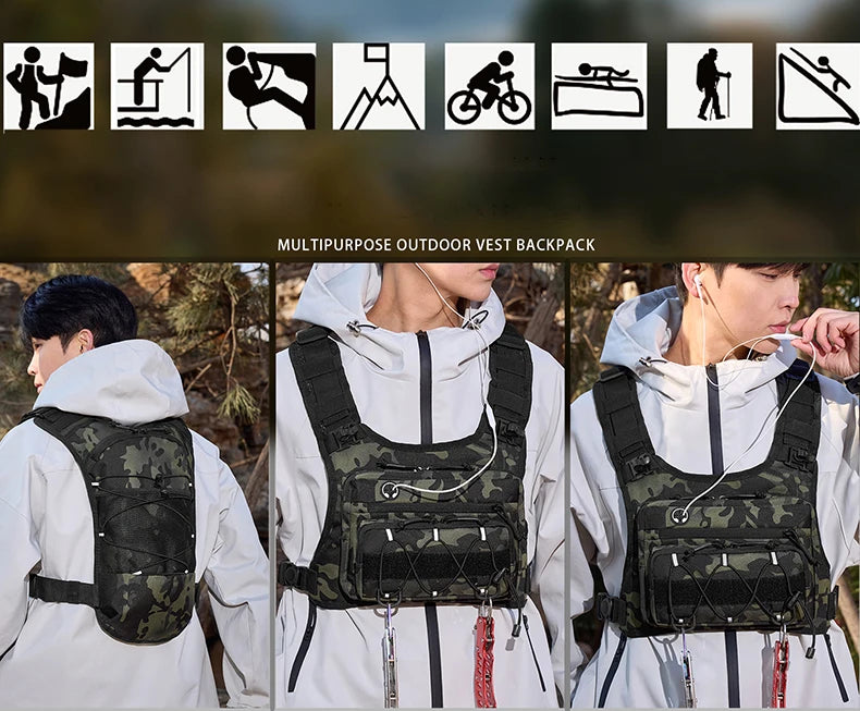 Lauf-Brusttasche Trinkweste zum Radfahren Wandern Fahrradrennen Marathon Tasche Herren Damen Sport Taktische Bauchtasche Camping Rucksack