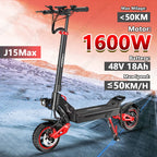 J15MAX Elektroroller für Erwachsene, 1600W Leistungsstarker Motor, 40-50 Meilen Reichweite, 50 km/h Höchstgeschwindigkeit, E-Scooter mit Vorder-/Hinterradfederung, 10" Reifen