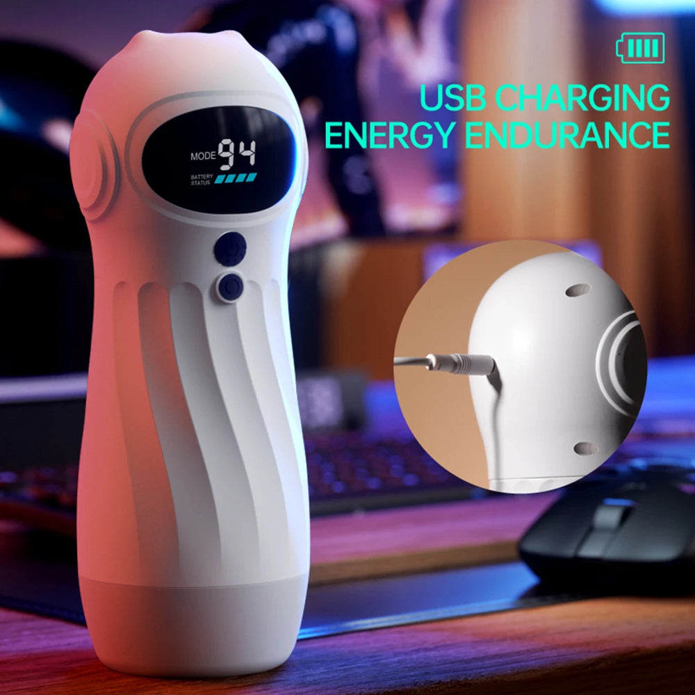 APP-gesteuerter, automatischer Masturbator für Männer, Masturbationsbecher mit realistischer Vagina, Vibration, Blowjob, Masturbation, beheizte Sexmaschinen-Spielzeuge für Männer