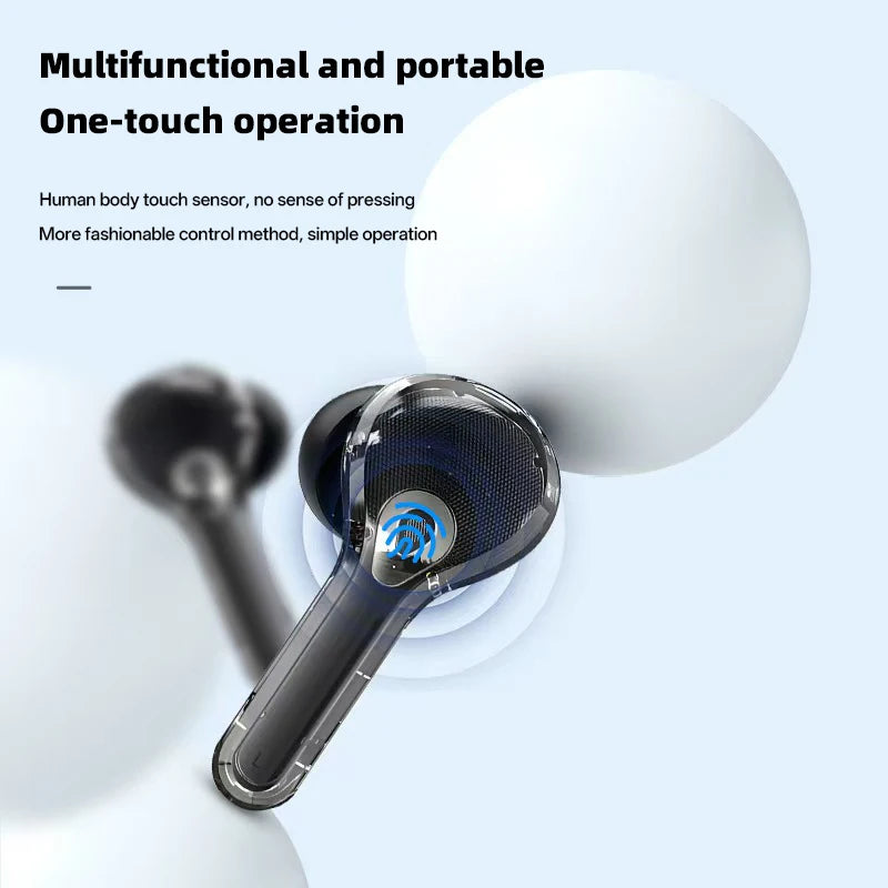 Übersetzung Kopfhörer mit Touchscreen Kabellos Bluetooth 5.4 Smart Earphone HiFi Audio Hohe Qualität Transparente Hülle Headset