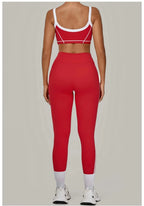 2PCS Damen Yoga-Set Hohe Taille Peach Hip Herausnehmbare Polsterung Sport-BH Hose Fitnessanzug Laufen Workout Gym Leggings Yoga-Set