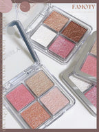 4 Farben Diamant Highlighter Puder Palette Glitzer Gesichtskontur Aufhellen Make-up Schimmer Ultrakonzentrierte Leuchtkraft Kosmetik