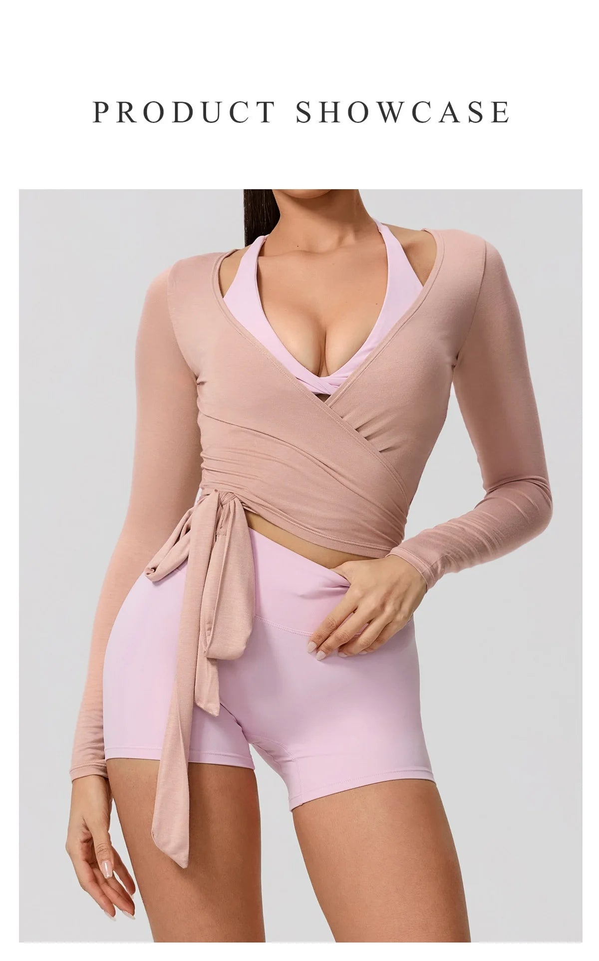 Neue Sommer Damen Yoga Langarm Einteiler Träger Yoga Kleidung Weibliches Training Premium Ballett WickeloberteileFrauen Fitness Sport Top