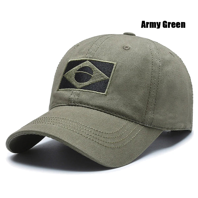 Unisex Brazilian Flag Embroidery Tactical Baseball Cap Classic Fashion Men and Women Outdoor Leisure Sports Summer Sunshade Hat