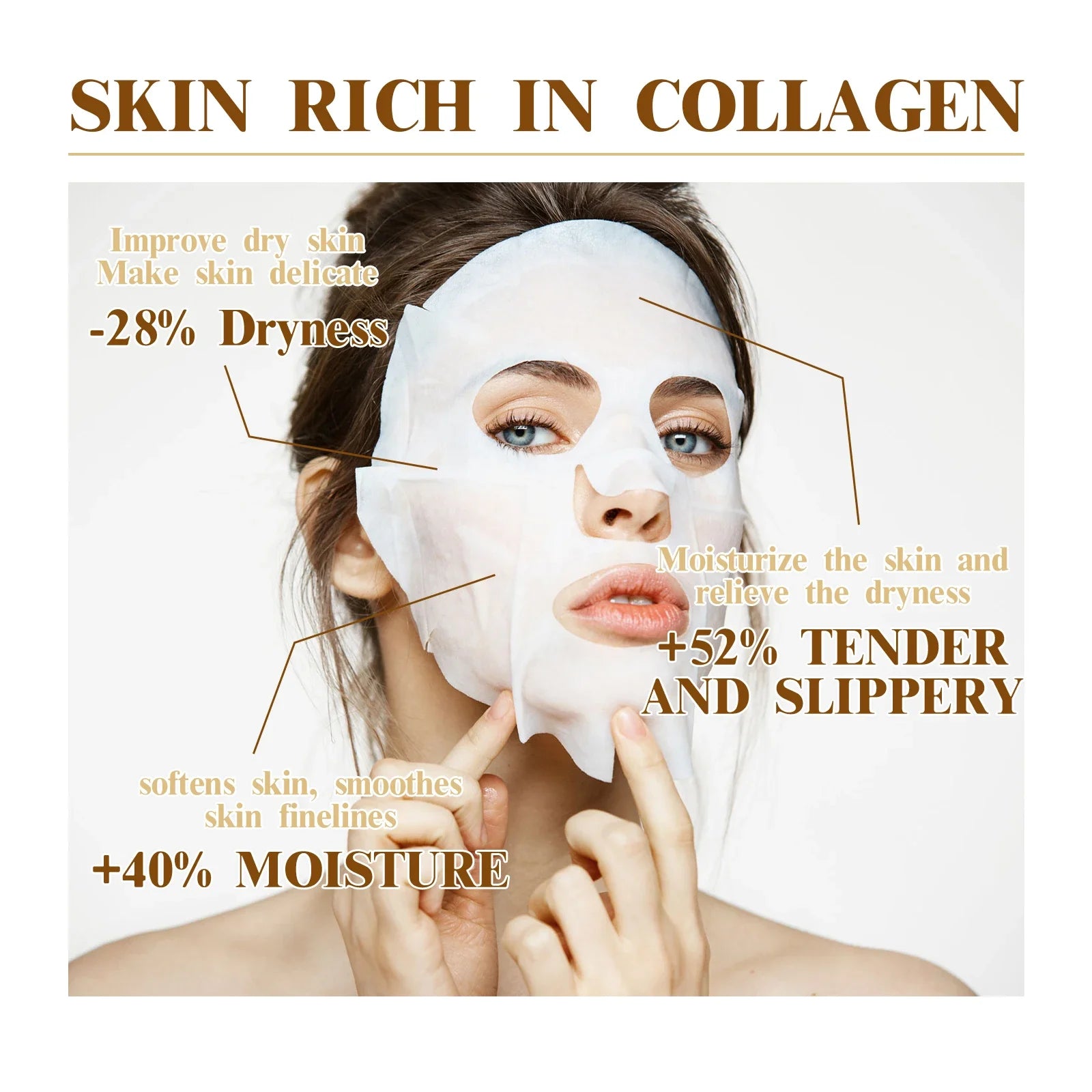 10 Stk. Kollagen Anti-Falten Gesichtsmaske Anti-Aging Mildert feine Linien Strafft die Haut Feuchtigkeitsspendend Aufhellend Hautpflege Koreanische Kosmetik