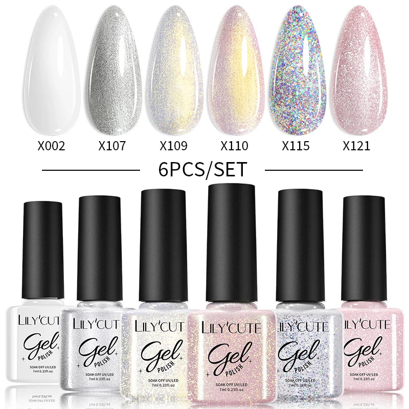LILYCUTE 6PCS Gel-Nagellack-Set Sommer Neon Nagellack-Gel-Kits für DIY Nagel Semi-Permanenter UV-Lampe Gellack Nagellack-Set