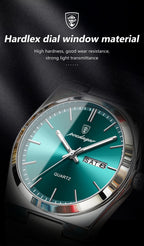 POEDAGAR Luxus Herrenuhren Wasserdicht Leuchtende Datumsanzeige Wochentag Herrenuhr Edelstahl Casual Mode Quarz Herren Armbanduhr Reloj