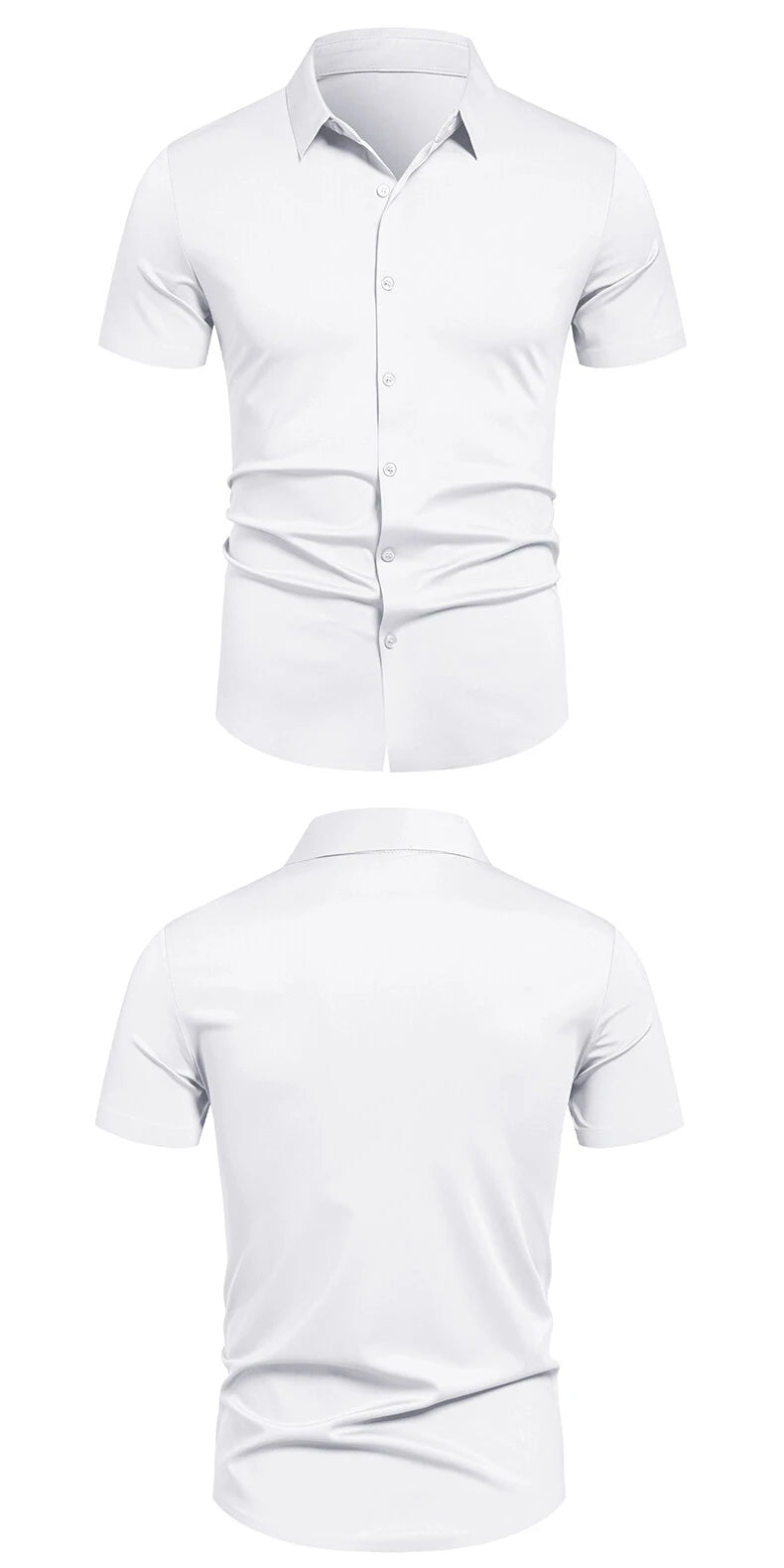 Herren Stretch Hemd Bügelfreie Hemden Regular Fit Kurzarm Stretch Business Casual Button-Down Hemden