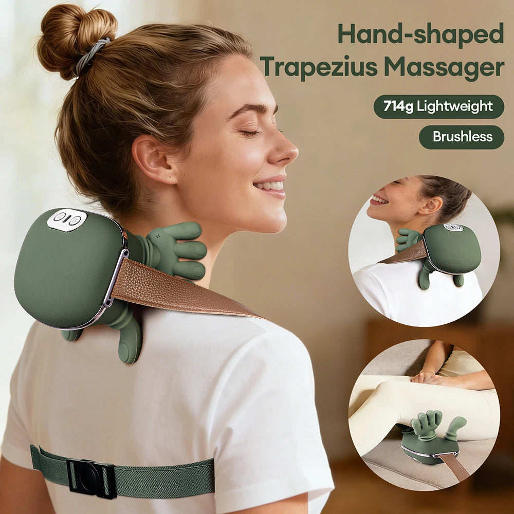 4D Bionic Finger Nacken-Schulter-Massagegerät Kabelloses Nacken-Halswirbel-Trapezius-Knetmassage-Schal Bürstenloser Motor Nackenmassagegerät
