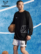 2025 Herren Quick Dry Workout T-Shirt Feuchtigkeitsableitendes Trainings-Top Gym Fitness Langarm Lauf-Basketball-Shirt Sportbekleidung