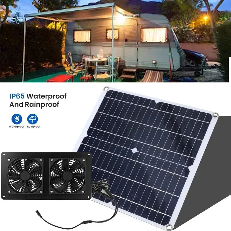 Hocheffizienter Outdoor Solarpanel-Doppellüfter für Hundehütte, Lager, Wohnmobil, Gewächshaus-Lüfter, Luftpumpe zur Temperaturkühlung