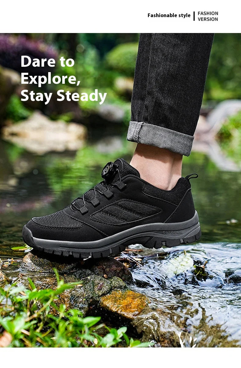Herren-Outdoor-Sportschuhe für Frühling und Herbst mit drehbarer Schnalle, bequem, rutschfest, Wanderschuhe, große Größen 39–48