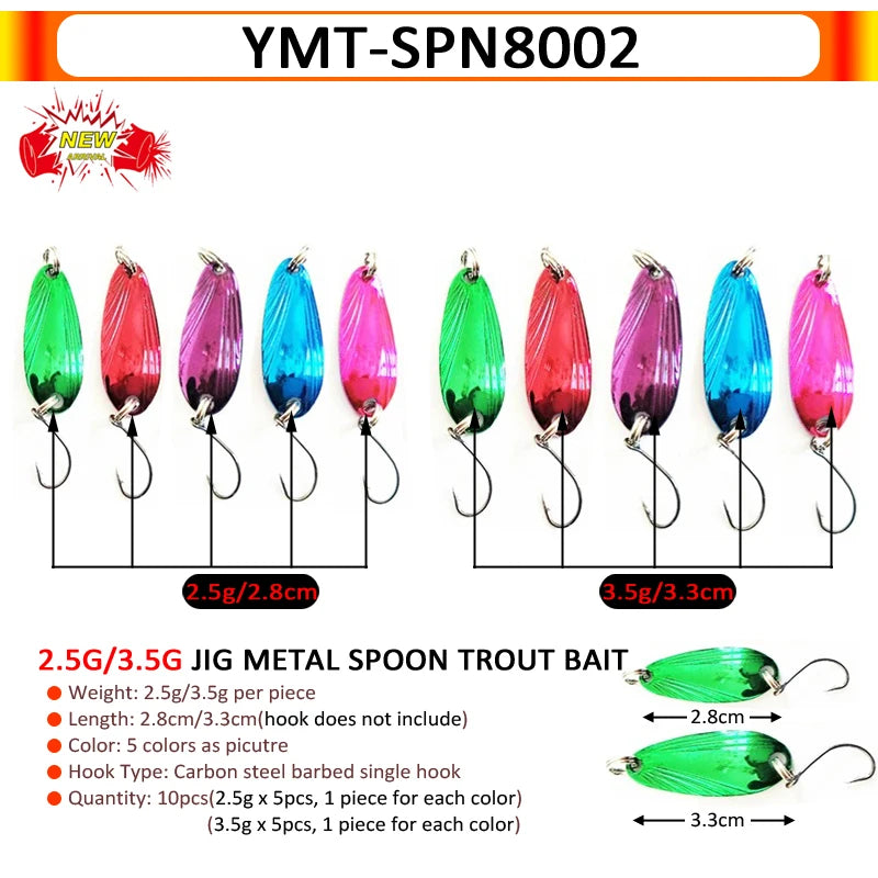 7/9/10 Stück Forellenköder 2,5g/2,6g/3g/3,2g/3,5g/5g Metalllöffel Angelköder Wobbler Casting Jigging Angelzubehör Pesca Döbel