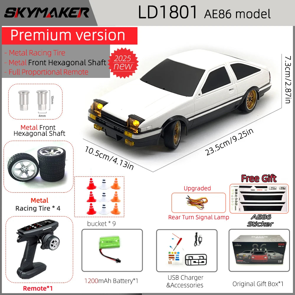 Skymaker AE86 Modell LD1801 RX-7 FC LD1802 1:18 RC Drift Car 1/18 2.4G Fernbedienung ESP Gyroskop LED Mini RC Rennwagen Spielzeug