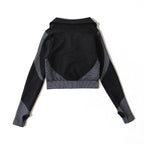 2/3tlg Damen Yoga Anzug Nahtlos Gestrickte Yogahose Leggings Kleidung Reißverschluss Langarm Crop Top Fitnesskleidung Sportbekleidung Gym Set