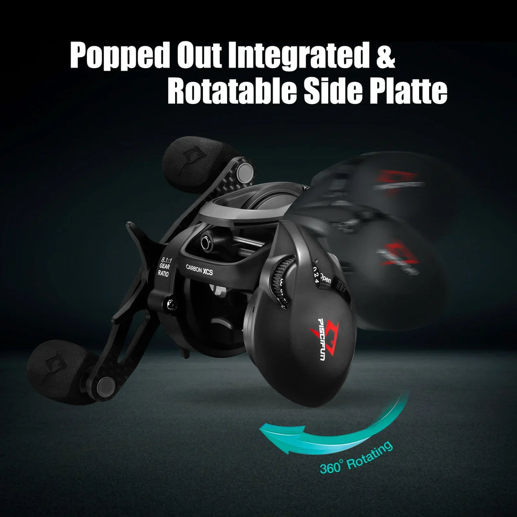 Piscifun Carbon XCS Baitcaster Rolle 8kg Bremskraft 156g Baitcasting Angelrolle 8,1:1 Übersetzung Duales Bremssystem Rahmenwurfrolle