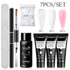 24-teiliges Set 20ml Poly Nail Extension Gel Kit Mini-UV-Lampe Versiegelung mit Basislack Überlack Professionelles Poly-UV-Nagelgel-Kit Starter-Kit