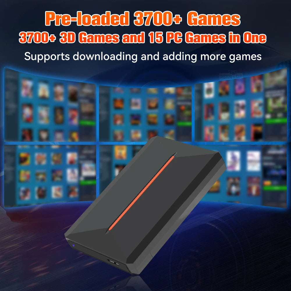 3760+ 3D/AAA Spiele für PS4/PS3/PS2/Switch/WII/WIIU/N64/DC Etc. Tragbare 500GB Launchbox Externe Gaming-Festplatte für Windows PC