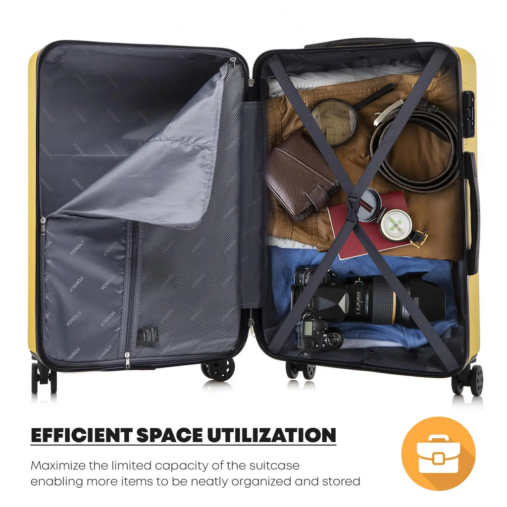 YONSLY Hartschalenkoffer 20/24/28 Zoll mit TSA-Schloss YKK-Reißverschluss 4 leise 360°-Rollen Netzfach Trolley Rollgepäck Handgepäck Koffer für Geschäftsreisen, Urlaube, Familienausflüge und Wochenendtrips