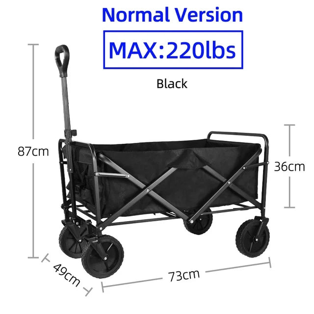 Bollerwagen mit großer Tragfähigkeit, faltbarer Bollerwagen für Garten und Strand, Campingausrüstung mit Getränkehaltern