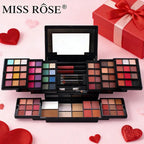 MISS ROSE 104 Farben Lidschatten Puderquaste Lipgloss Lippenstift Spiegel Make-up Haltbares Einfaches Make-up Multifunktions-Make-up-Set