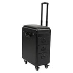 Rollender Make-up-Trolley mit Tattoo-Armlehnenständer, Beauty-Trolley mit 3 Schubladen, 4 Universalrädern und Zahlenschloss