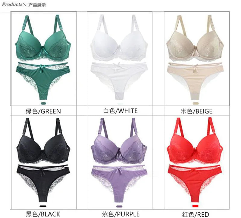 DaiNaFang Sexy BH-Set Grün Schwarz Beige Rot Weiß Lila Spitze Schleife Blumen Unterwäsche für Damen Übergröße Dessous