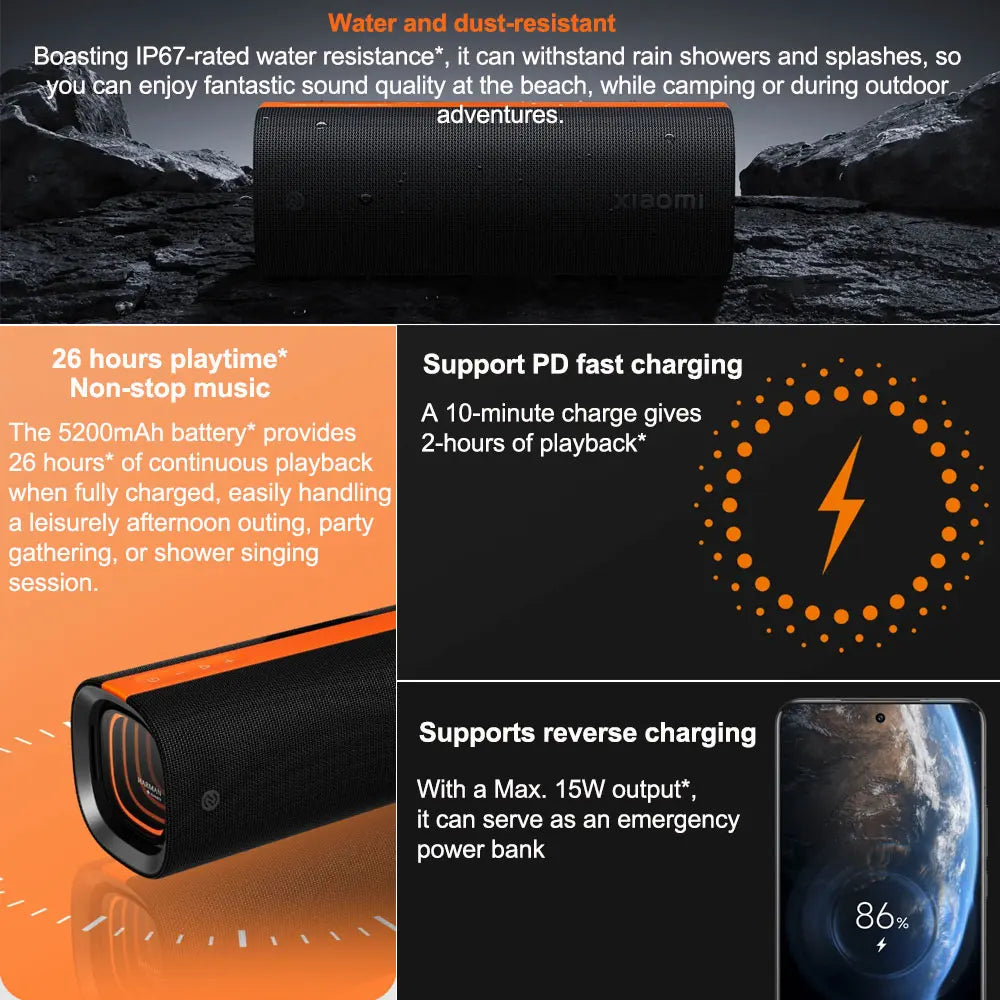 Xiaomi Sound Party, 50W tragbarer Bluetooth-Lautsprecher, Harman AudioEFX TWS-Modus 26h Wiedergabezeit, Smart Connectivity Wireless Speaker