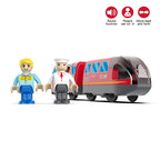 Kid Magnetische Elektrische Zug Lokomotive Holzschienen Slot Diecast Eisenbahn mit Zwei Waggons Zug Holzspielzeug Biro Leduo Gleis
