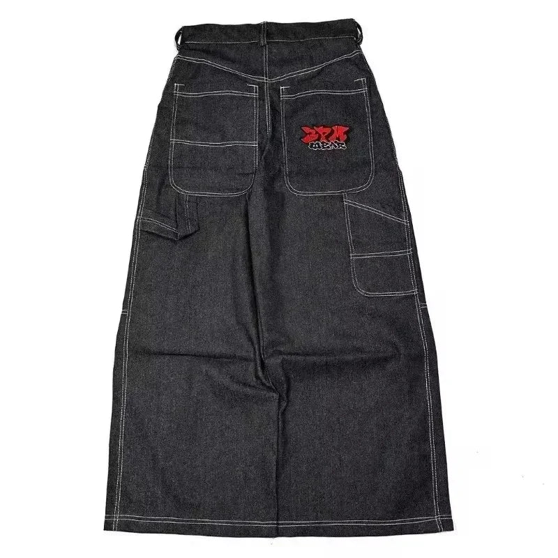 Amerikanische Y2K 2025 Neue weite Baggy Black Jeans Oversized Damen Street Casual Joker Denim-Hose Paar-Jeans Vintage Streetwear