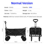 Bollerwagen mit großer Tragfähigkeit, faltbarer Bollerwagen für Garten und Strand, Campingausrüstung mit Getränkehaltern