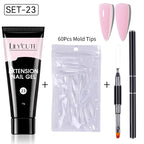 LILYCUTE 15ml Verlängerungsgel-Nagellack-Set Quick Nail Prolong mit Verlängerungsform-Nagelspitzen Acryl-Lösung Maniküre-Werkzeug-Kit
