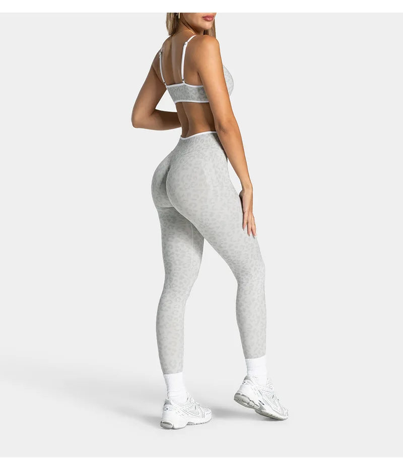 High Waist Leopard Print Yoga Hose, Po-Lifting Leggings mit Bauchkontrolle